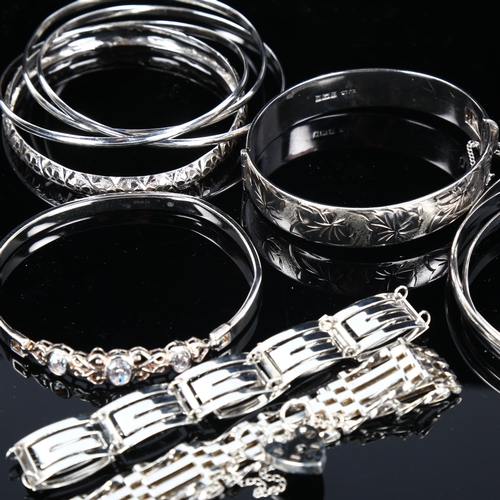 425 - Various silver bangles and bracelets, 130g total