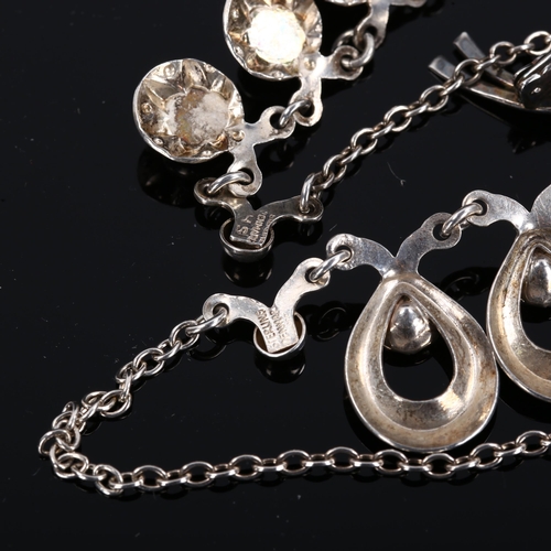 429 - HERMANN SIERSBOL - a group of Danish stylised sterling silver stone set jewellery, comprising 2 x ne... 