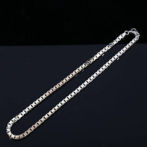 433 - SEVEN OF LONDON - a heavy modern Italian sterling silver box link chain necklace, length 45cm, 49.4g... 