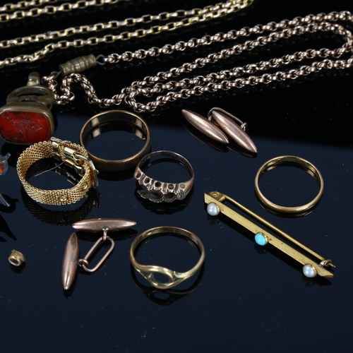 435 - Various jewellery, including 22ct gold wedding band ring, 2.2g, 9ct gold jewellery, 6.7g, Royal Air ... 