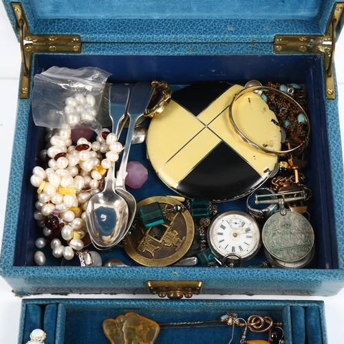 440 - Various jewellery silver and collectables, including opal and ruby stickpin, butterscotch amber earr... 