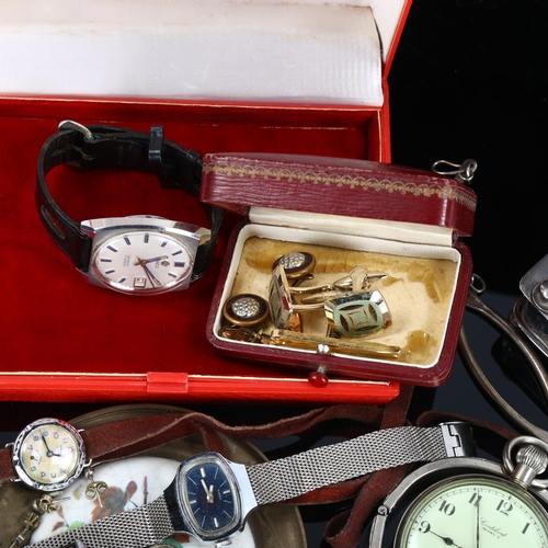 442 - Various jewellery watches and collectables, including Lanco wristwatch, silver plated box etc