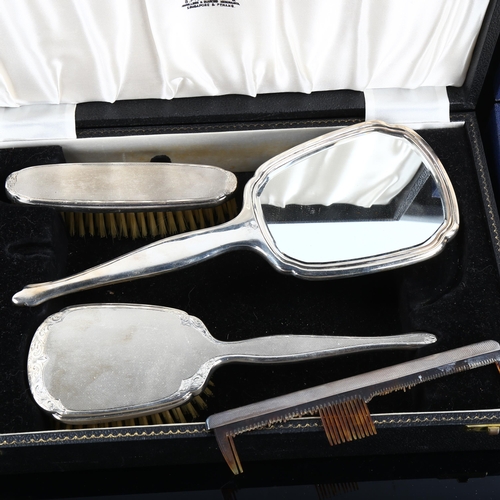 467 - 3 cased silver sets, including tea and dressing table