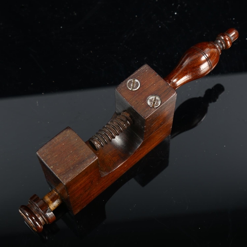 1248 - A 19th century Tunbridge Ware rosewood and parquetry banded sewing clamp, length 21cm