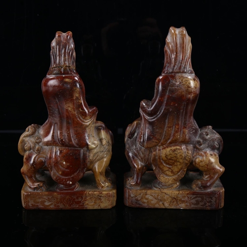 1252 - A pair of Chinese soapstone figures of Guan Yin, height 21cm