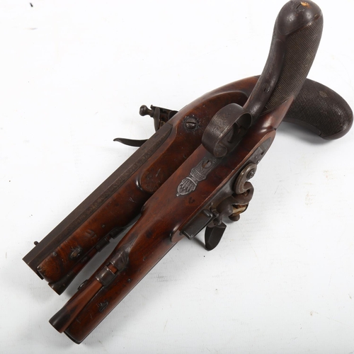 1261 - A pair of 18th century flintlock pistols by E Bond, length 27cm