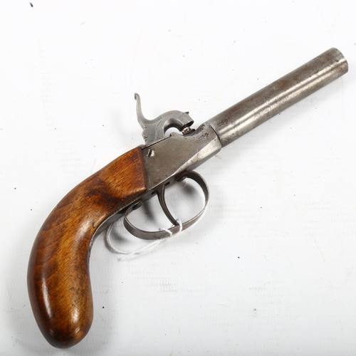 1264 - 19th century percussion pistol, length 20cm