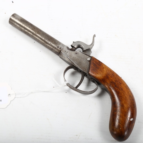 1264 - 19th century percussion pistol, length 20cm