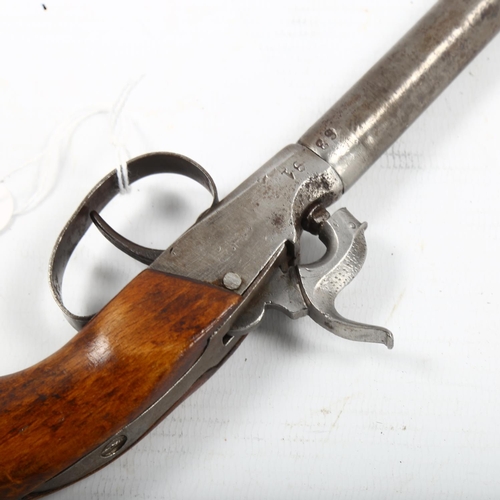 1264 - 19th century percussion pistol, length 20cm