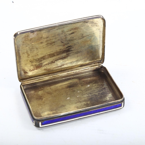 1271 - 18th/19th century unmarked silver and coloured enamel snuffbox, the lid having a hand painted enamel... 