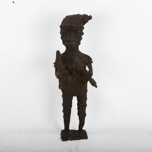 1287 - An African Tribal bronze standing figure, height 37cm