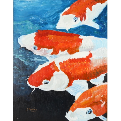 2296 - Clive Fredriksson, oil on board, carp, 46cm x 35cm, framed