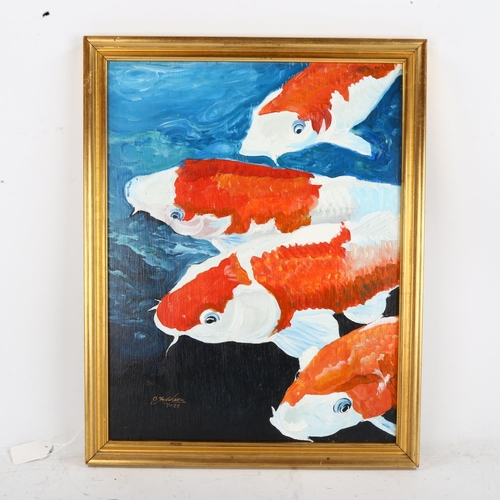 2296 - Clive Fredriksson, oil on board, carp, 46cm x 35cm, framed