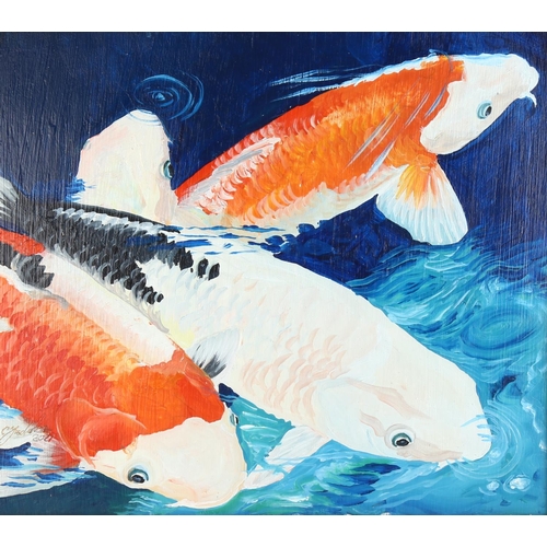 2297 - Clive Fredriksson, oil on board, carp, 46cm x 35cm, framed