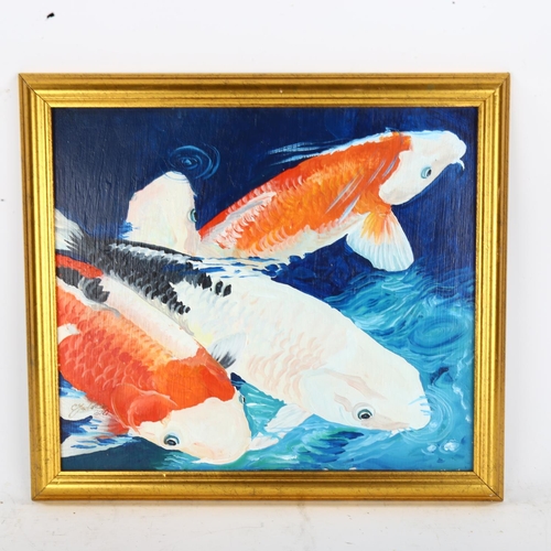 2297 - Clive Fredriksson, oil on board, carp, 46cm x 35cm, framed