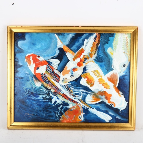 2298 - Clive Fredriksson, oil on board, carp, 46cm x 35cm, framed