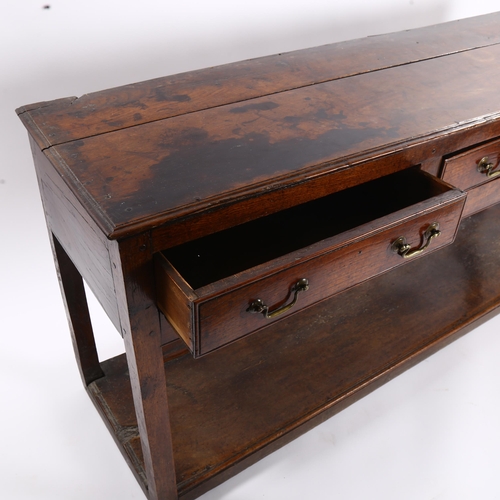 1153 - An 18th century oak dresser base of small size, with 3 frieze drawers and pot board below, length 15... 