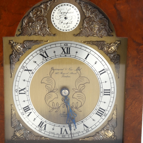46 - A Garrard & Co burr-walnut Elliott mantel clock, case height 25cm, working order