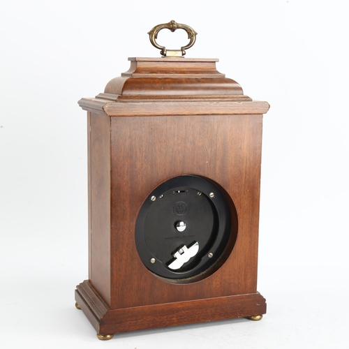 46 - A Garrard & Co burr-walnut Elliott mantel clock, case height 25cm, working order