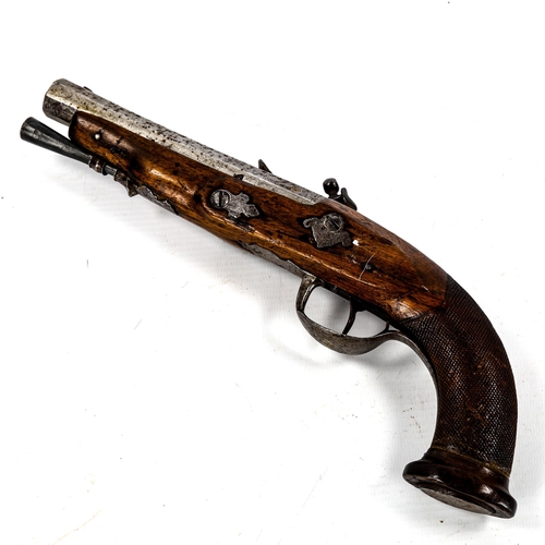 1233 - An early 19th century Continental flintlock pistol, length 29cm