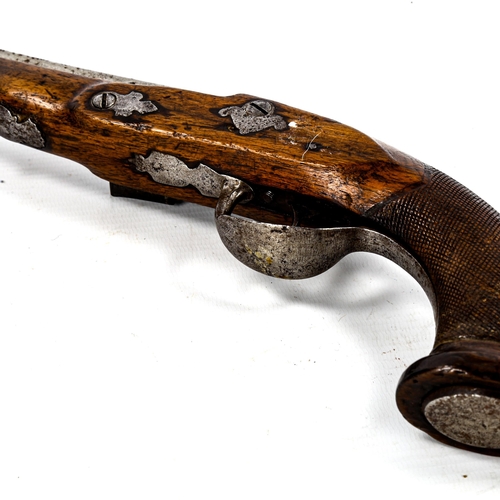 1233 - An early 19th century Continental flintlock pistol, length 29cm