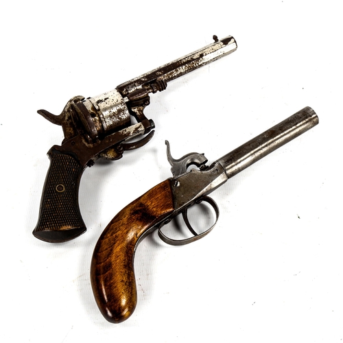 1238 - A 19th century pinfire revolver with folding trigger, length 19cm