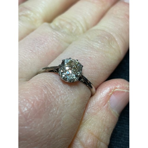 108 - A 1.2ct solitaire diamond ring, 18ct white gold and platinum-top settings with old cushion-cut diamo... 