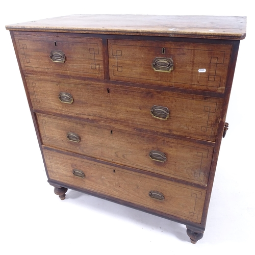 2018 - An early 20th century mahogany chest of 2 short and 3 long drawers, W102cm, H113cm, D56cm