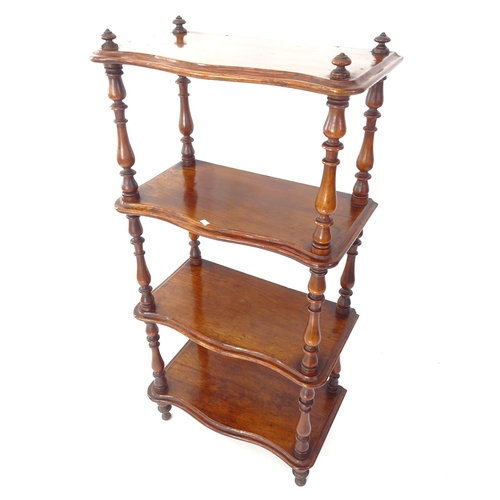 2026 - A Victorian mahogany 4-tiered whatnot on turned supports, W56cm, H117cm, D31cm