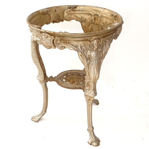 2056 - An embossed cast-iron pub table, W55cm, H73cm (no top)