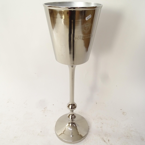 2060 - A modern chrome plate Champagne Bollinger/ice bucket on stand, H80cm