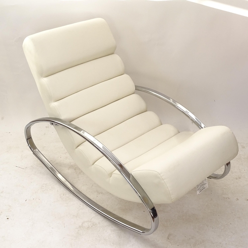 2070 - A contemporary design modern rocking chair on chromed base