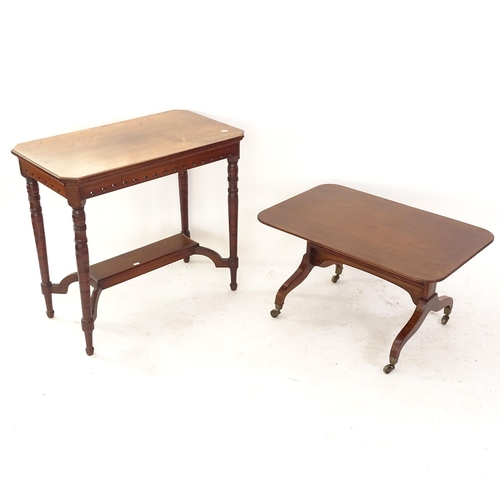 2078 - A Victorian walnut rectangular side table, and a rectangular mahogany coffee table (2)