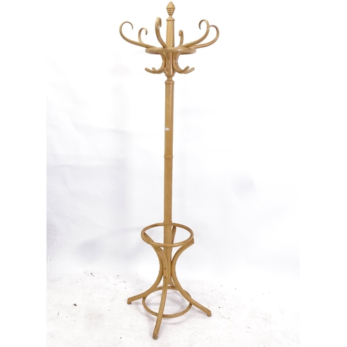 2113 - A beech bentwood hat and coat stand