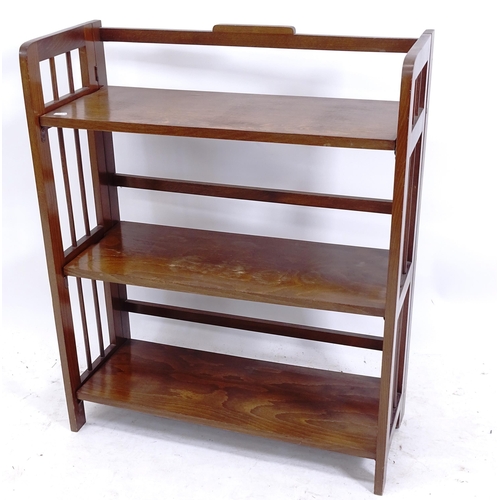 2117 - An early 20th century oak 3-tier folding bookshelf, W70cm, H85cm, D30cm