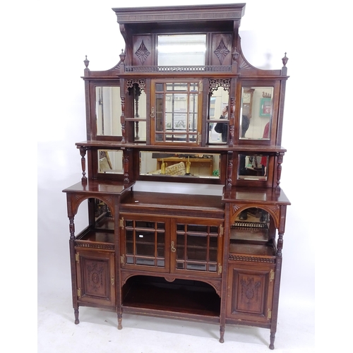 2124 - A late Victorian mahogany mirror-back chiffonier, W152cm, H228cm, D42cm