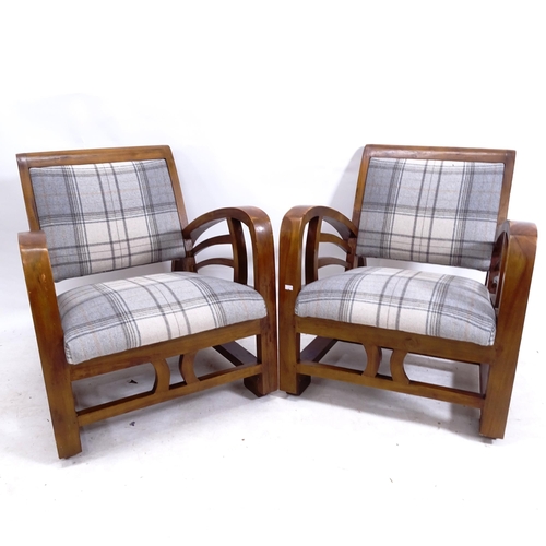 2129 - A pair of Art Deco design open armchairs, from Maisons Du Monde