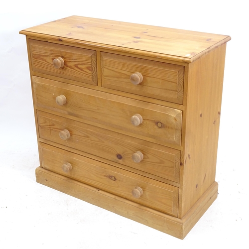 2168 - A modern polished pine chest of 6 drawers, W92cm, H86cm, D40cm