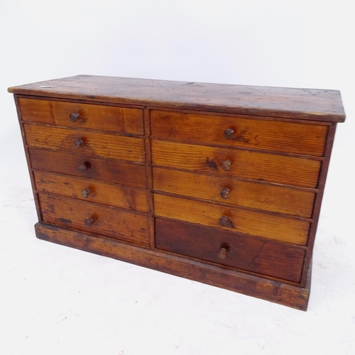 2175 - An Antique table-top collector's bank of 10 short drawers, W65cm, H37cm, D25cm