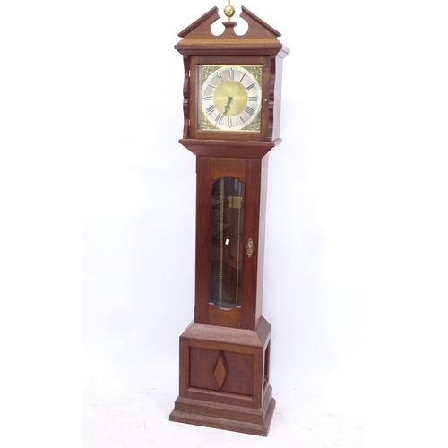 2191 - A modern 8-day Grandmother clock, complete with pendulum and 3 weights, H184cm