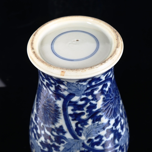 103 - A Chinese blue and white 'Chrysanthemum' baluster vase, height 35cm