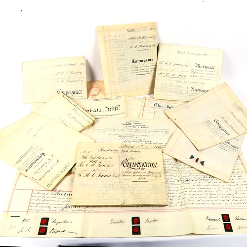 127 - Various Victorian and early 20th century velum Indentures and Probate of Will