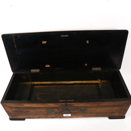 131 - A 19th century rosewood music box case (no movement)