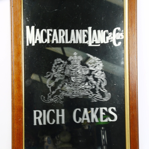 52 - A Vintage Macfarlane, Lang & Co Rich Cakes advertising mirror, overall 68cm x 38cm