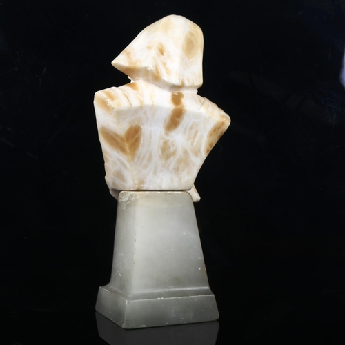 67 - A white marble and alabaster bust sculpture, mother and child, unsigned, height 35cm