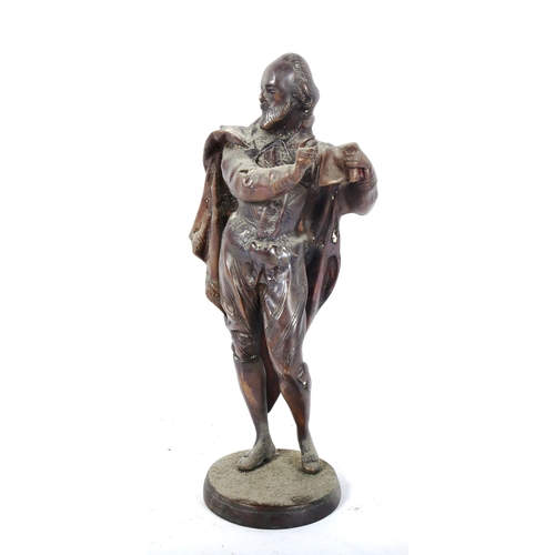 69 - A reproduction patinated bronze figural sculpture, Shakespeare, unsigned, height 32cm