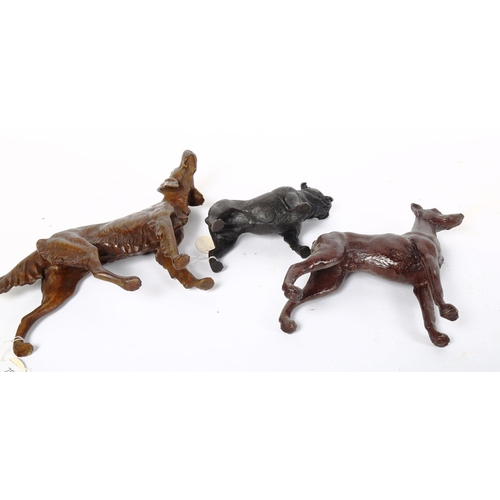 77 - A modern miniature patinated bronze Bulldog sculpture, and 2 others, largest height 14cm (3)