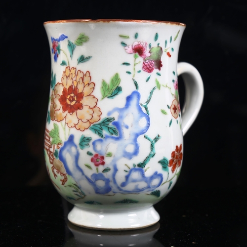 99 - A Chinese famille rose baluster tankard, hand painted and gilded chrysanthemum and crab decoration, ... 