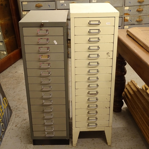 2658 - A Bisley 15-drawer metal filing cabinet, W28cm, H94cm, D40cm, and another