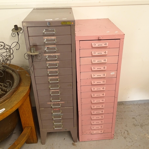 2659 - A 15-drawer store metal filing cabinet, W29cm, H99cm, D42cm, and another